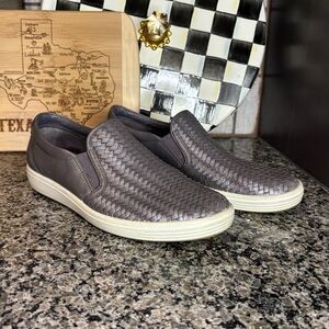 Ecco Soft 7 Gray Woven Slip On Sneakers Size 9